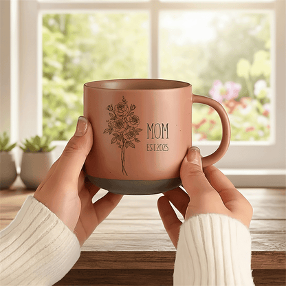 Bloom with Love – Meaningful Mother’s Day Gift for Mom – Personalized Engraved Flower Coffee Mug