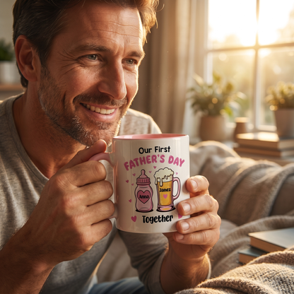 Personalized First Father’s Day Accent Mug with Custom Name – New Dad Gift Coffee Cup