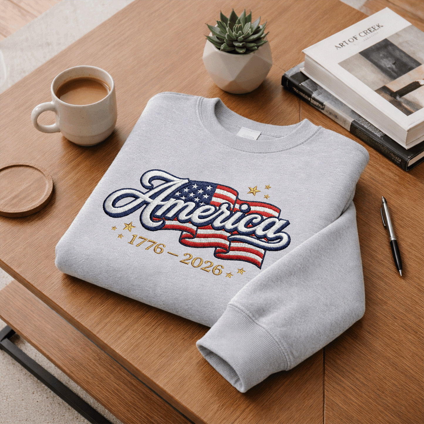 USA 250th Independence Anniversary Embroidered Sweatshirt