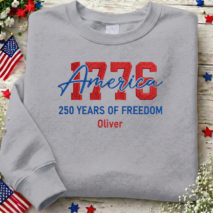 USA 250 Years - Embroidered American Crewneck Sweatshirt