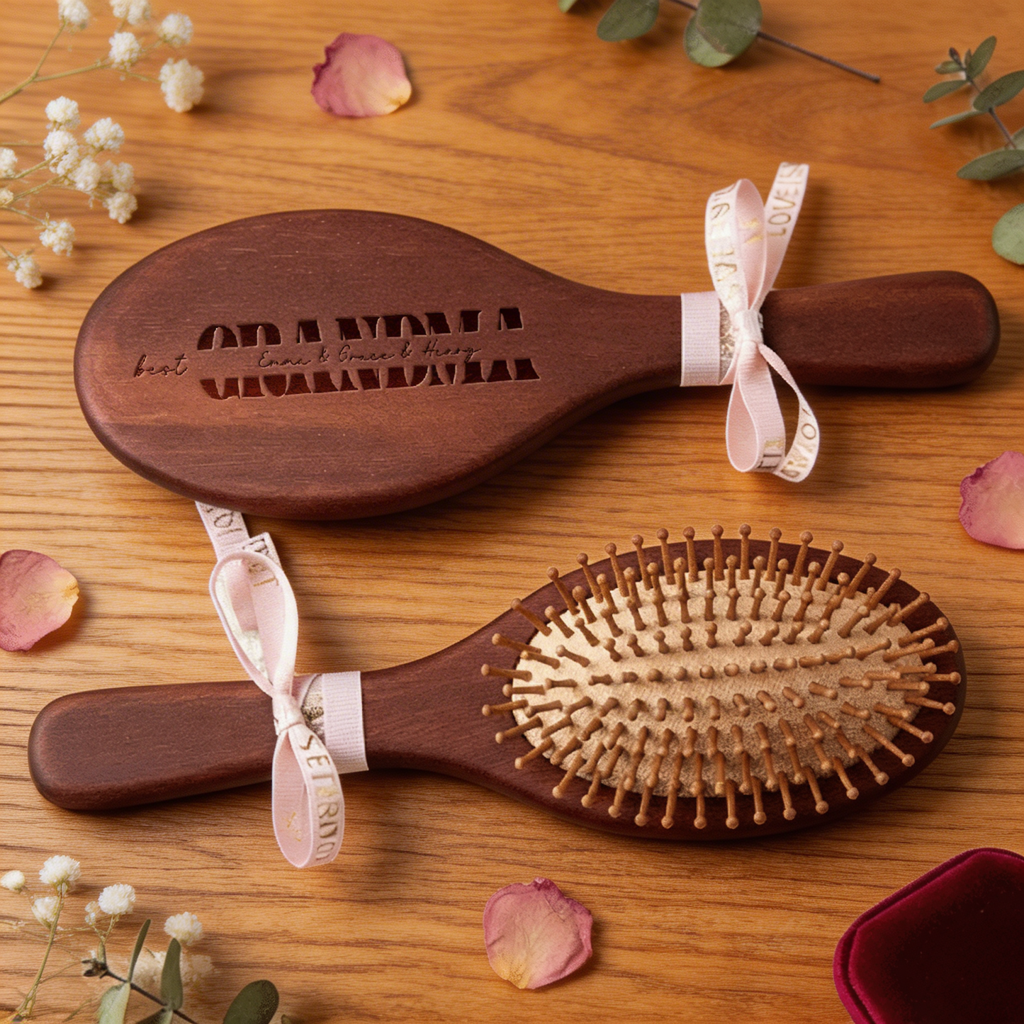 Custom Engraved Bamboo Comb – Personalized Keepsake Gift for Mom