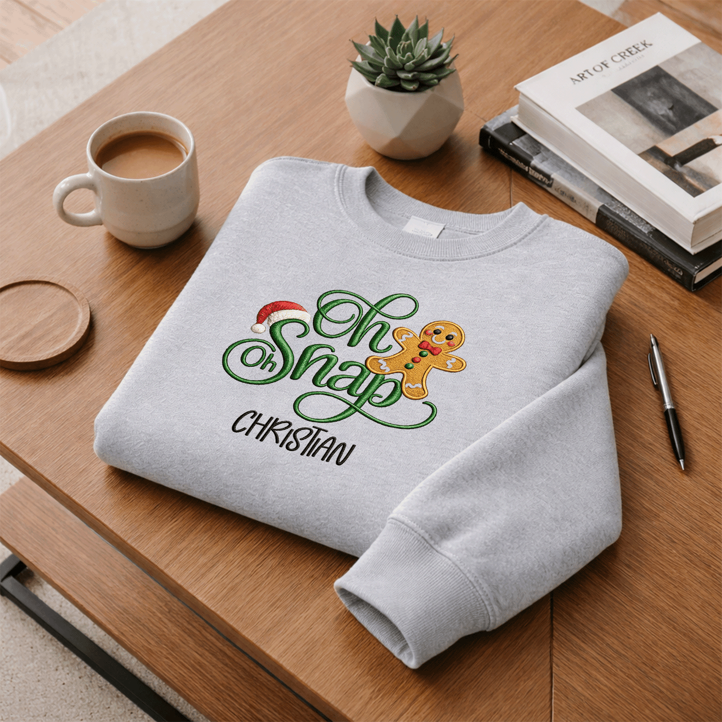 Personalized Embroidered Oh Oh Snap Gingerbread Sweatshirt with Custom Name