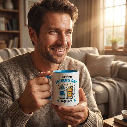 Personalized First Father’s Day Accent Mug with Custom Name – New Dad Gift Coffee Cup