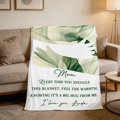 “Wrapped in Our Love” Personalized Photo Blanket – Mother’s Day Gift for Mom & Grandma Custom Family Keepsake