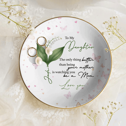 Personalized Ceramic Jewelry Dish - Custom Name Trinket Tray for Daughter, Mother's Day Gift