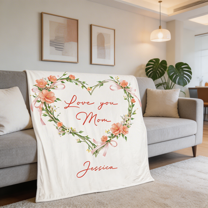 Custom Name Heart Flower Card – Romantic Personalized Gift