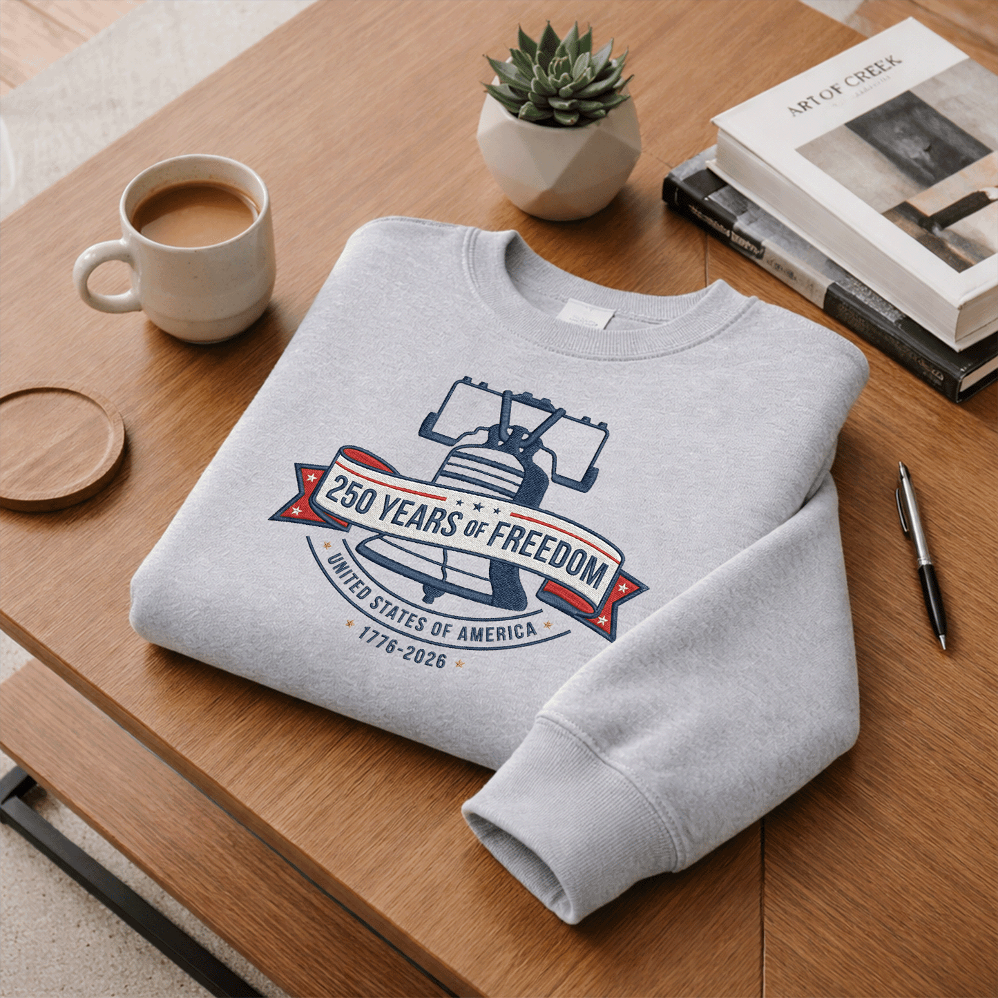 USA 1776-2026 Liberty Bell Patriotic Embroidered Sweatshirt 250th Anniversary Shirt