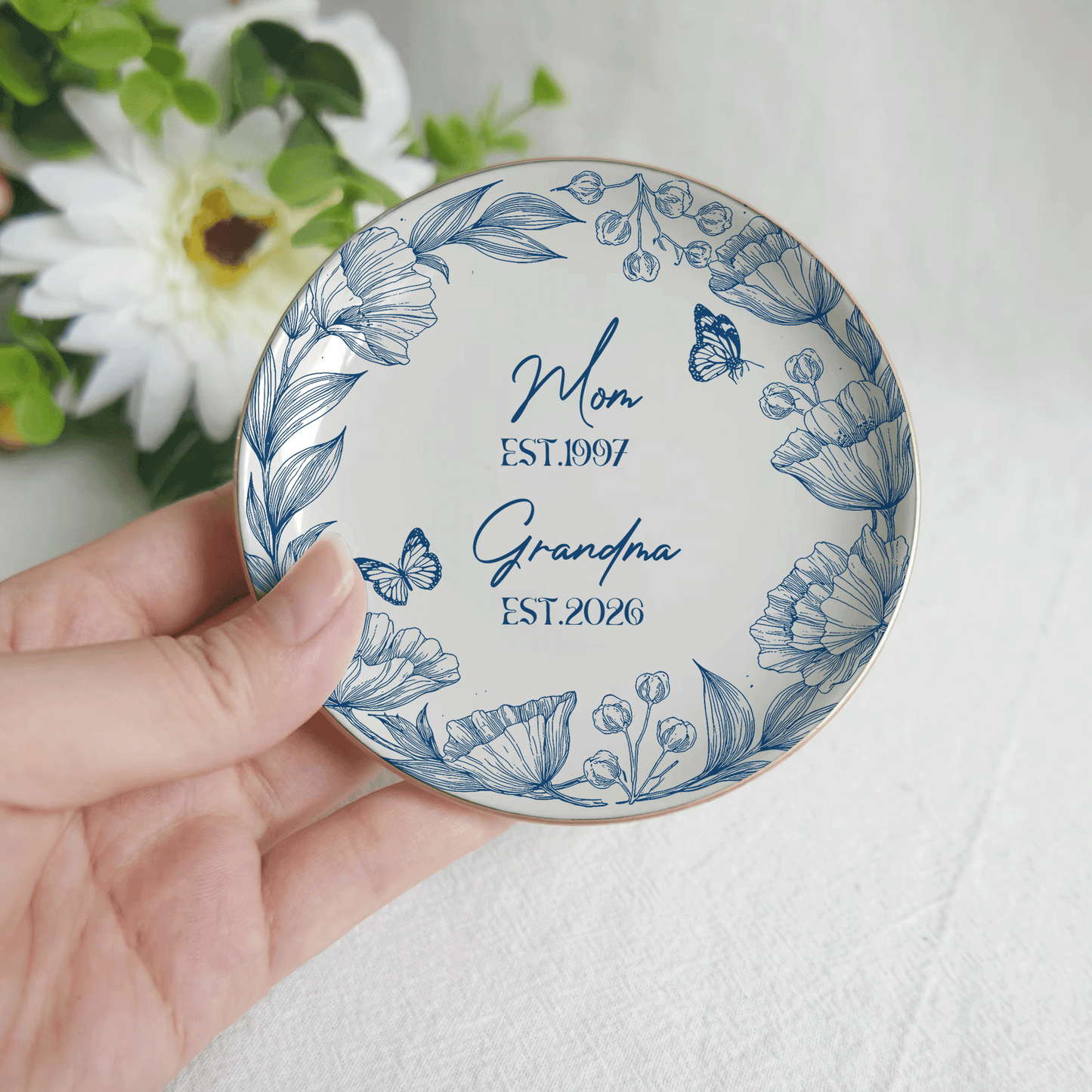 Personalized Grandma to Be Jewelry Dish - Custom First Time Grandma Trinket Tray, New Grandma Mother's Day Gift