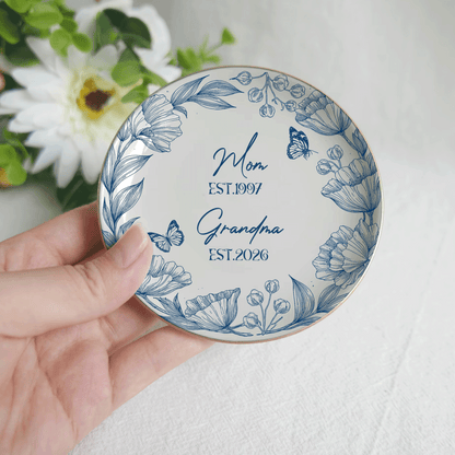 Personalized Grandma to Be Jewelry Dish - Custom First Time Grandma Trinket Tray, New Grandma Mother's Day Gift