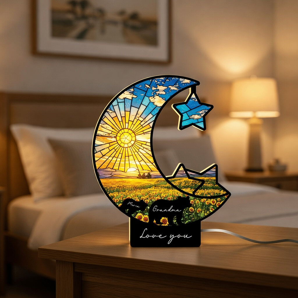 Personalized Moon & Stars Night Light – Custom Love Message Keepsake