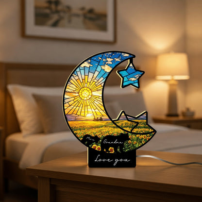 Personalized Moon & Stars Night Light – Custom Love Message Keepsake