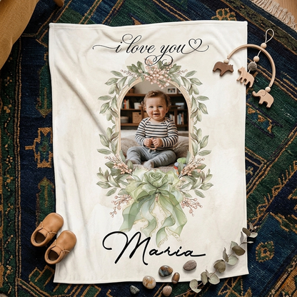 Love You Evermore Personalized Photo Blanket Gift for Mom and Grandma