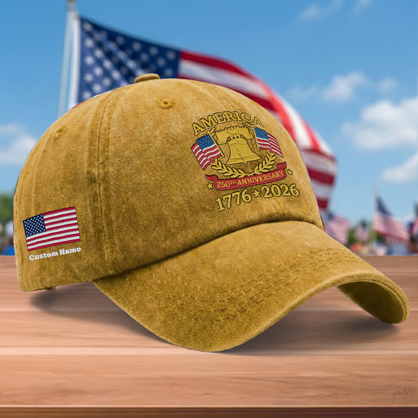 Proud America 1776–2026 – Patriotic Gift for America 250th Anniversary – Personalized Embroidered Baseball Cap