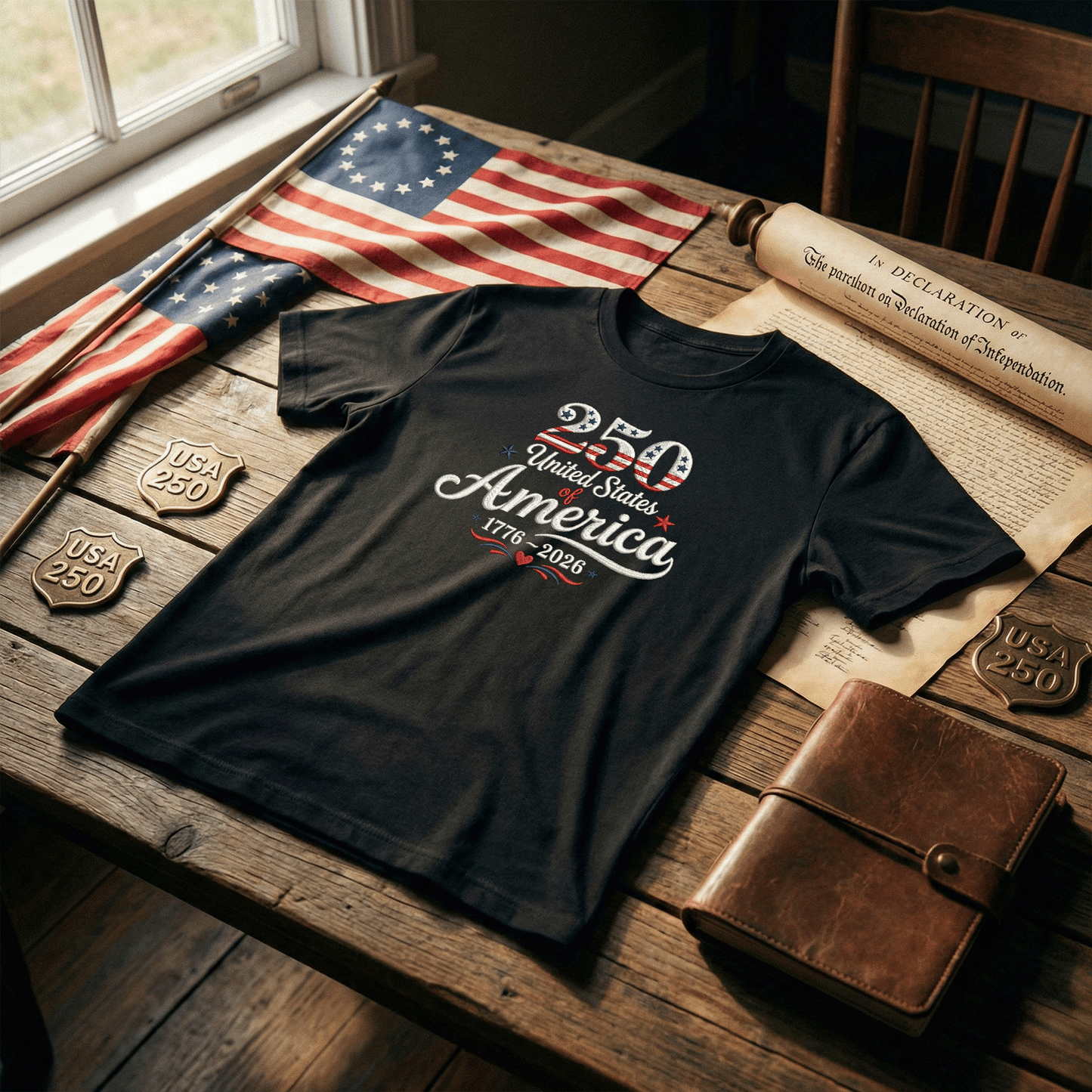 America 250 Years of Freedom - 1776-2026 Patriotic Eagle T-Shirt Design