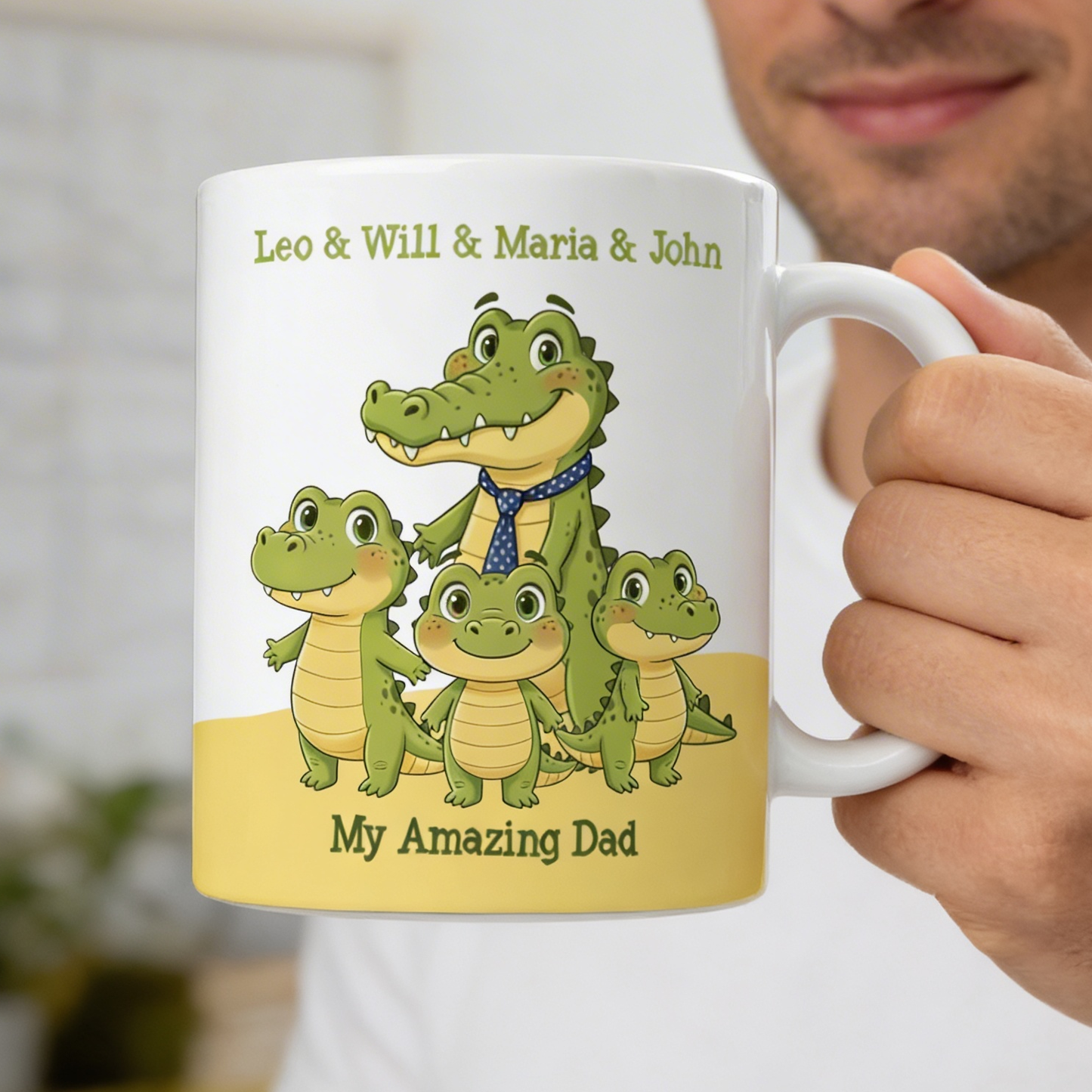 My Amazing Dad Crocodile Custom Name Ceramic Mug Personalized Coffee Cup Gift for Dad
