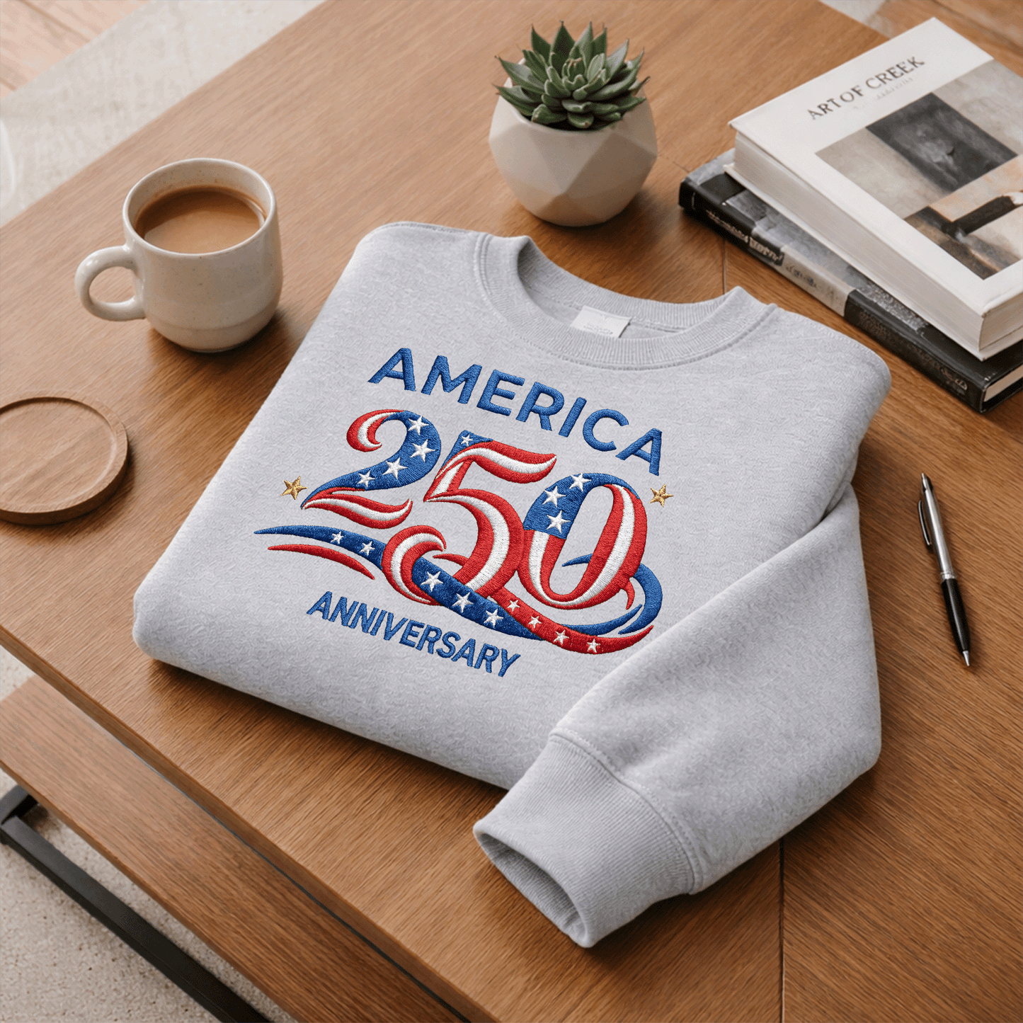 America 250 Anniversary Embroidery Design - USA 250th Birthday Red White Blue Stitch