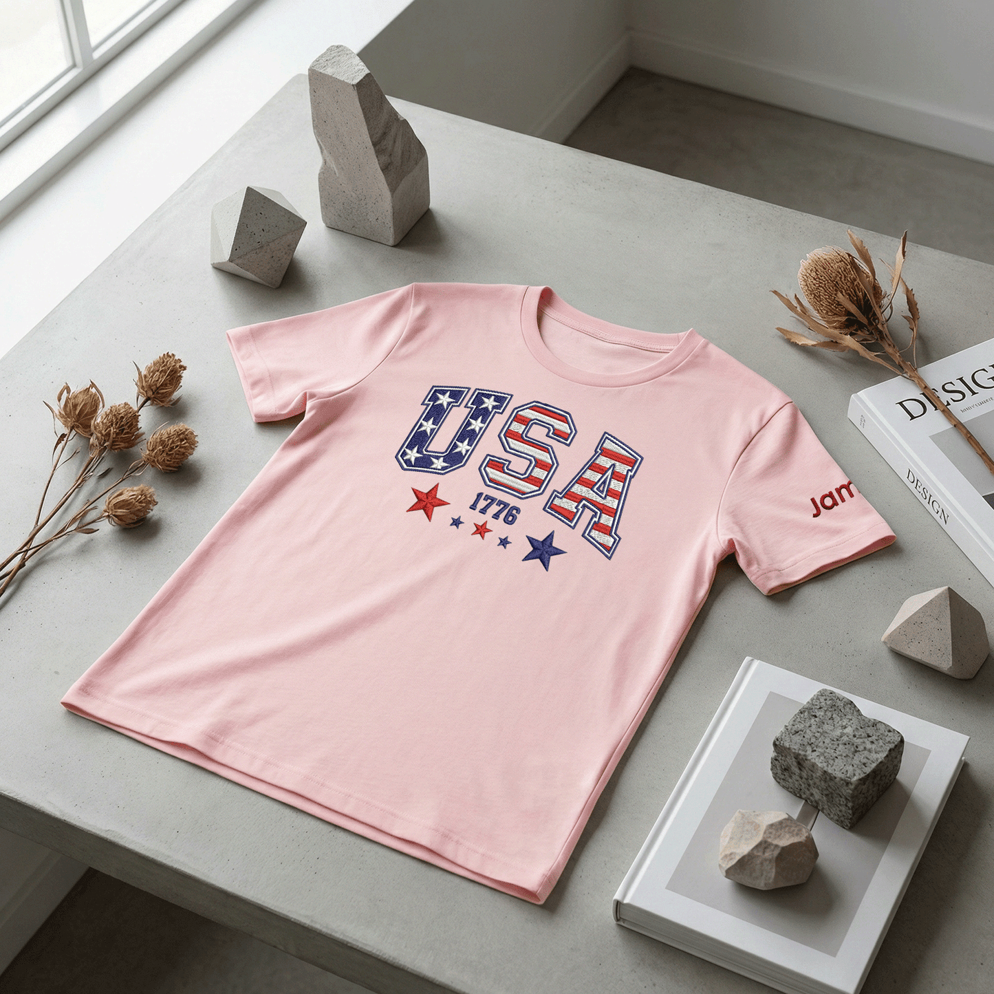 America 250th Anniversary 1776-2026 Embroidered T-Shirt