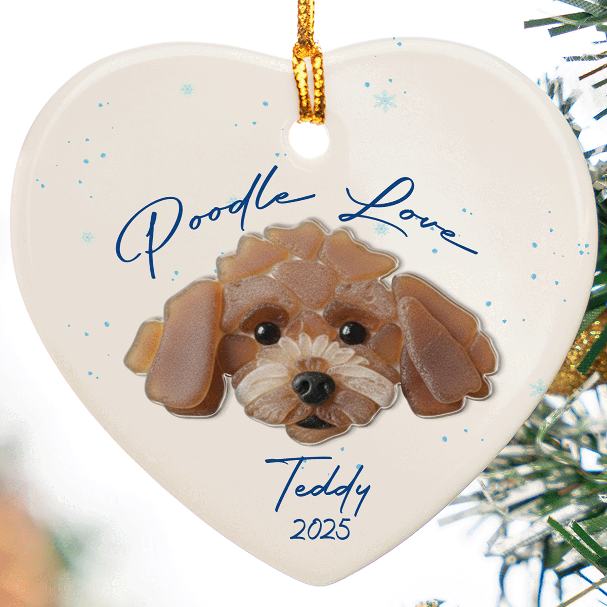 Personalized Poodle Ceramic Acrylic Ornament – Custom Pet Name Keepsake Gift