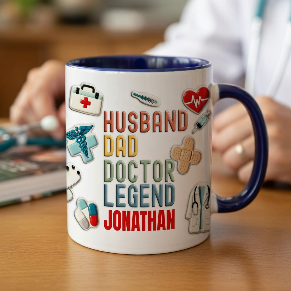 Personalized Doctor Dad Mug – Husband Dad Doctor Legend Custom Name Coffee Mug