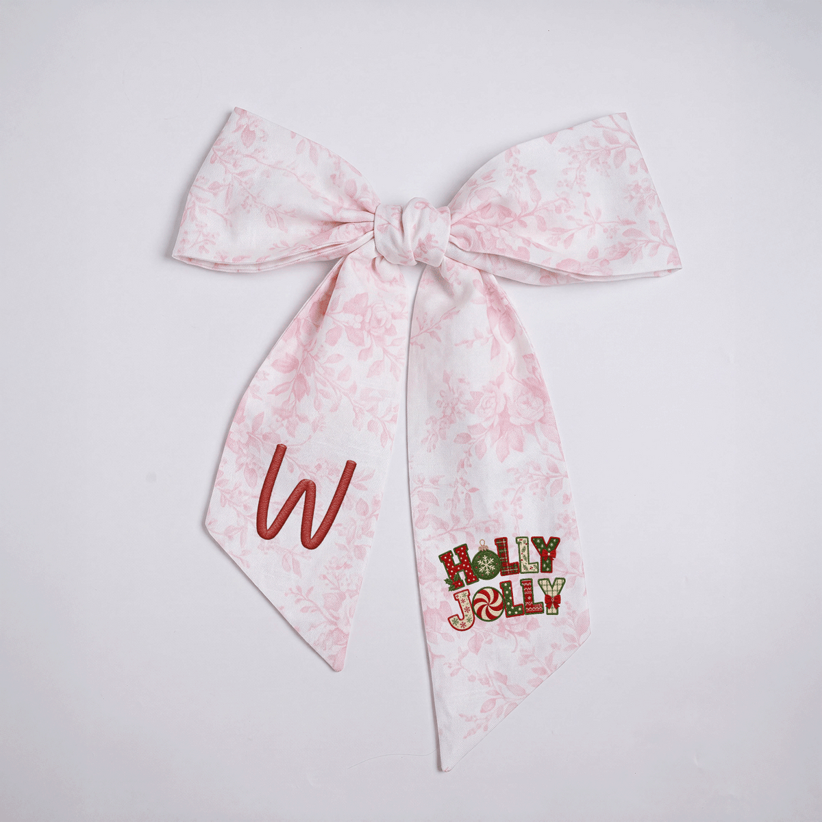 Personalized Embroidered Linen Door Wreath Sash, Custom Monogram Name Initial Wreath Ribbon & Front Door Decor