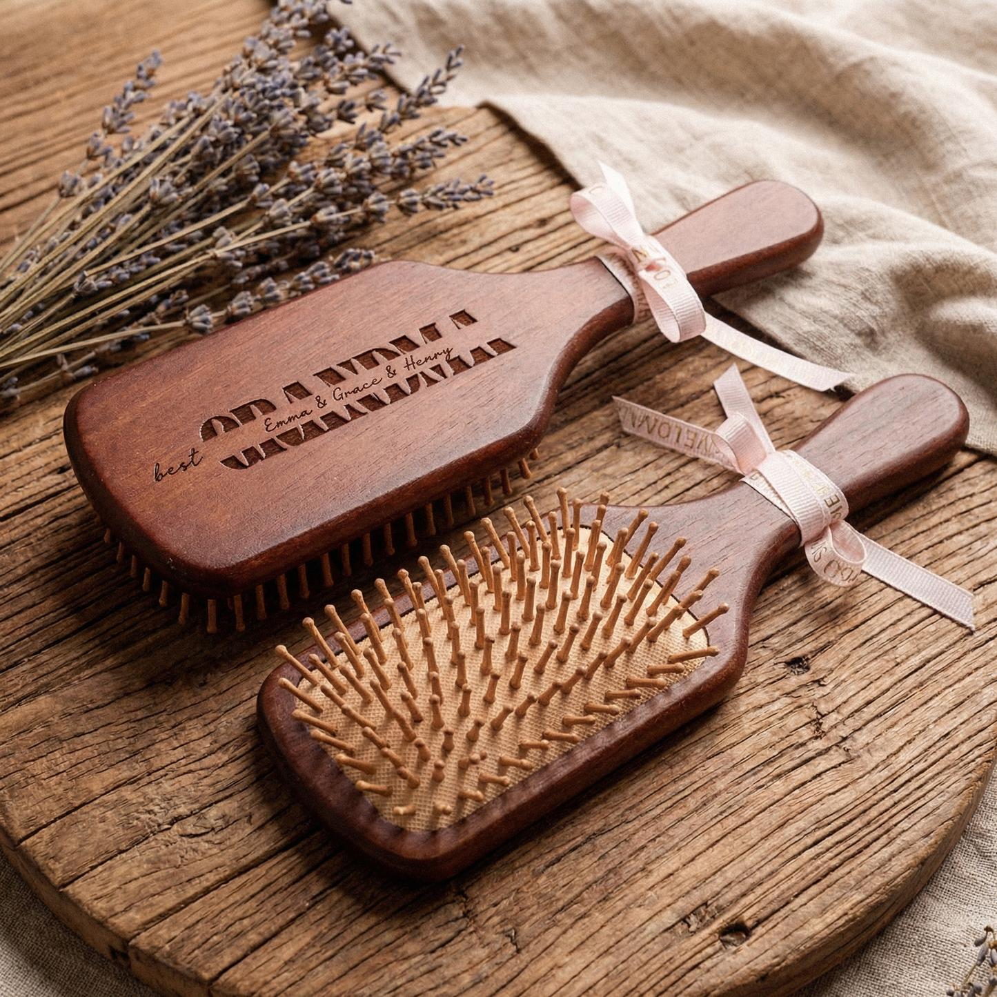 Custom Engraved Bamboo Comb – Personalized Keepsake Gift for Mom