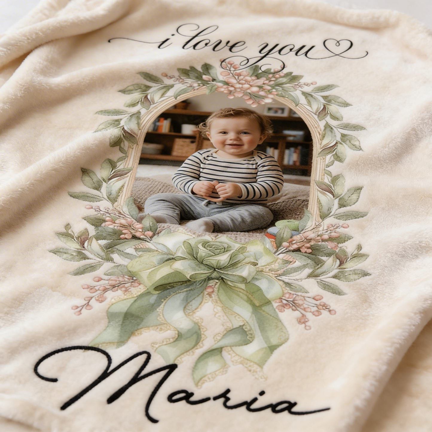 Love You Evermore Personalized Photo Blanket Gift for Mom and Grandma