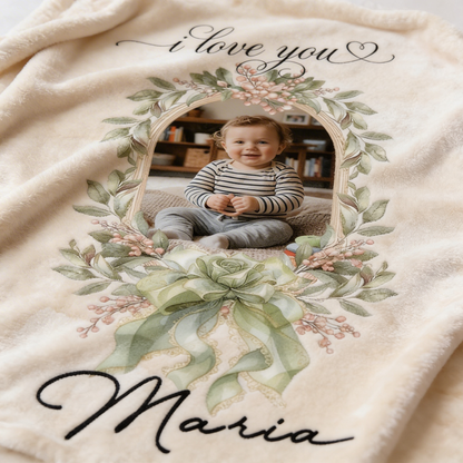 Love You Evermore Personalized Photo Blanket Gift for Mom and Grandma