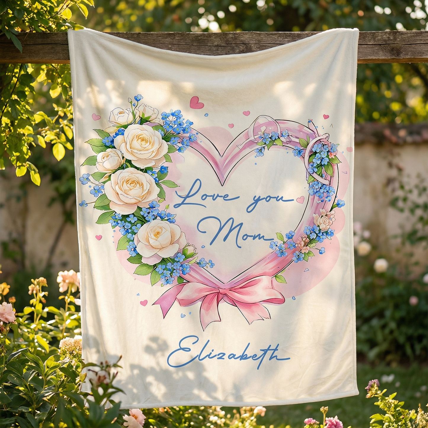 Custom Name Heart Flower Card – Romantic Personalized Gift