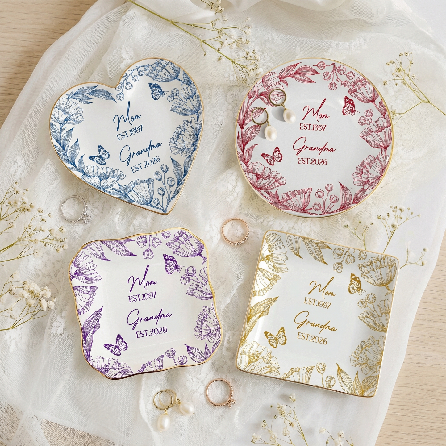 Personalized Grandma to Be Jewelry Dish - Custom First Time Grandma Trinket Tray, New Grandma Mother's Day Gift