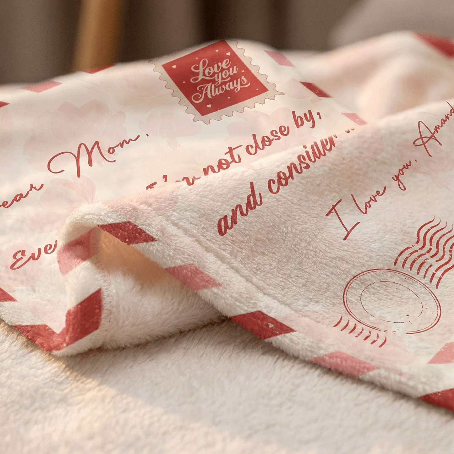 Personalized “Dear Mom” Letter Blanket – Mother’s Day Custom Love Message Gift for Mom Cozy Family Keepsake