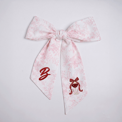 Custom Letter Christmas Red Wine Glass Embroidered Linen Wreath Sash, Personalized Monogram Holiday Bow Sash for Door Decor