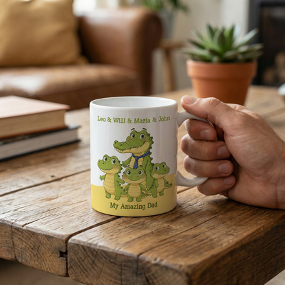 My Amazing Dad Crocodile Custom Name Ceramic Mug Personalized Coffee Cup Gift for Dad