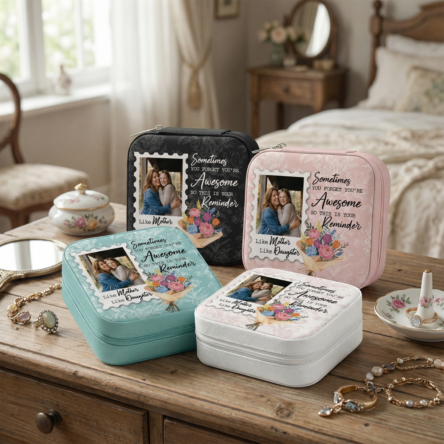 Sometimes You Forget You’re Awesome – Encouraging Gift for Mom & Daughter – Personalized Mom & Daughter Jewelry Box
