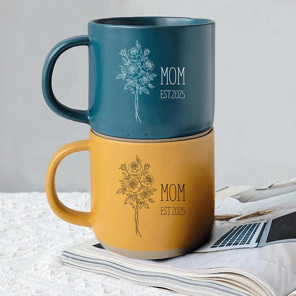 Bloom with Love – Meaningful Mother’s Day Gift for Mom – Personalized Engraved Flower Coffee Mug