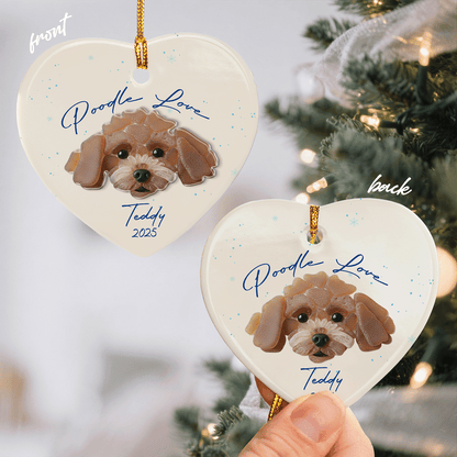 Personalized Poodle Ceramic Acrylic Ornament – Custom Pet Name Keepsake Gift