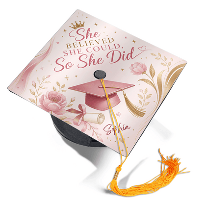 Personalized She Believed She Could So She Did Graduation Cap Topper