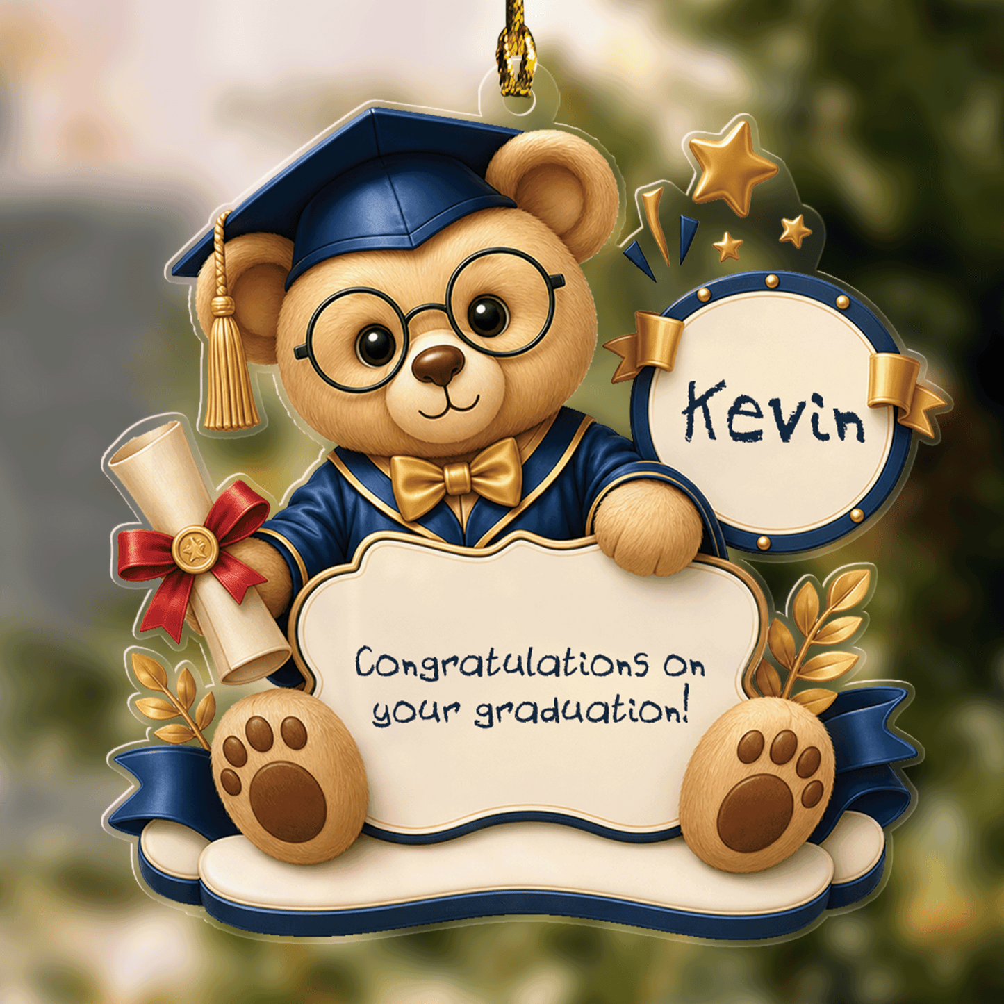 Personalized Graduation Teddy Bear Acrylic Ornament with Name