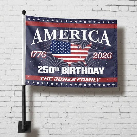 America 250th Birthday Car Flag – Personalized Patriotic USA Flag 1776–2026