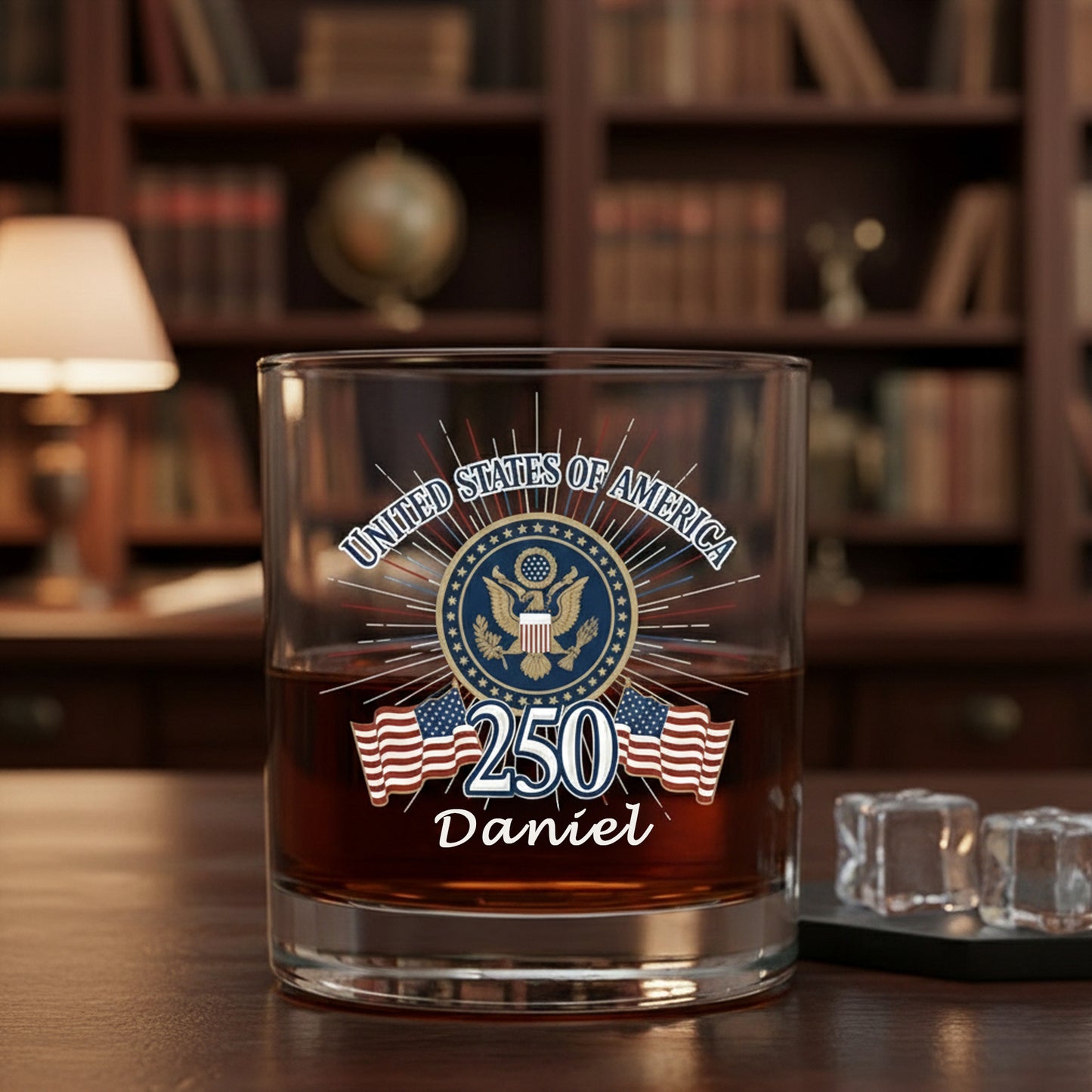 America 250 Firework Whiskey Glass
