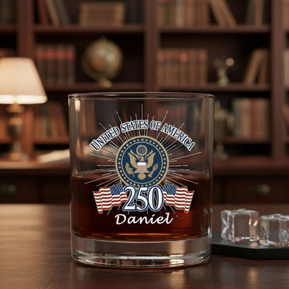 America 250 Firework Whiskey Glass