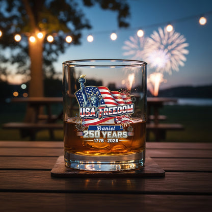 America 250 USA Freedom Liberty Whiskey Glass