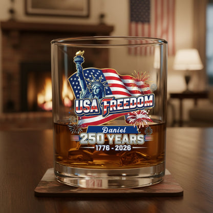 America 250 USA Freedom Liberty Whiskey Glass