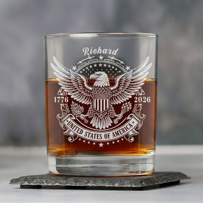 America 250 Years Happy 250th Birthday USA Whiskey Glass
