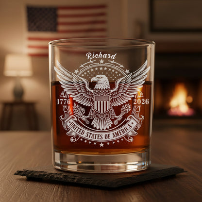 America 250 Years Happy 250th Birthday USA Whiskey Glass