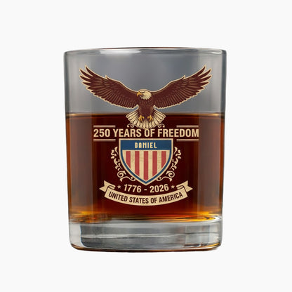 America 250th Birthday US Flag 250 Years We The People Whiskey Glass