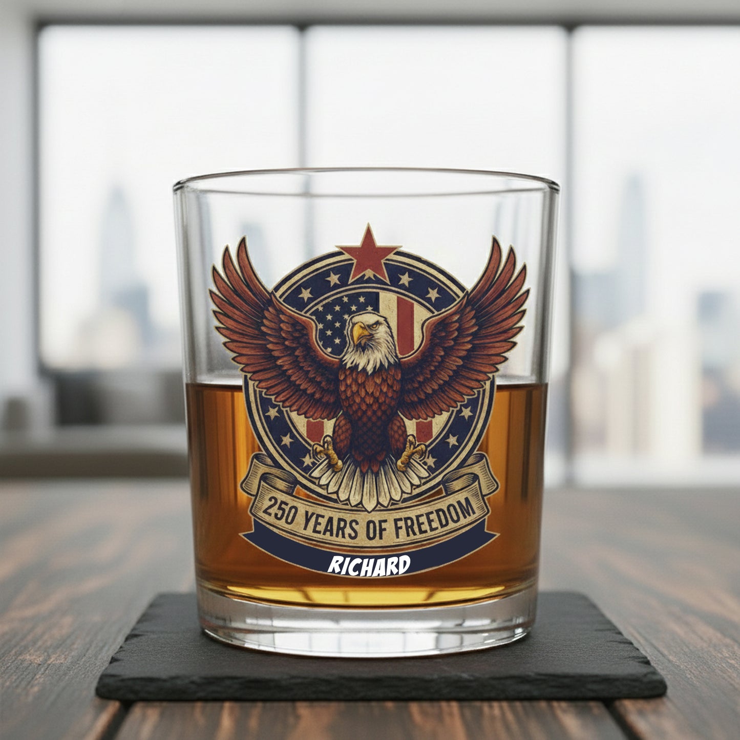 America Semiquincentennial 250 Years Of Freedom Whiskey Glass