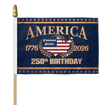 America 250 Birthday Handheld Flag – Personalized USA Patriotic Flag 1776–2026