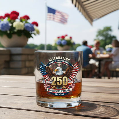 America 250 Years Eagle Independence Day Patriotic Whiskey Glass