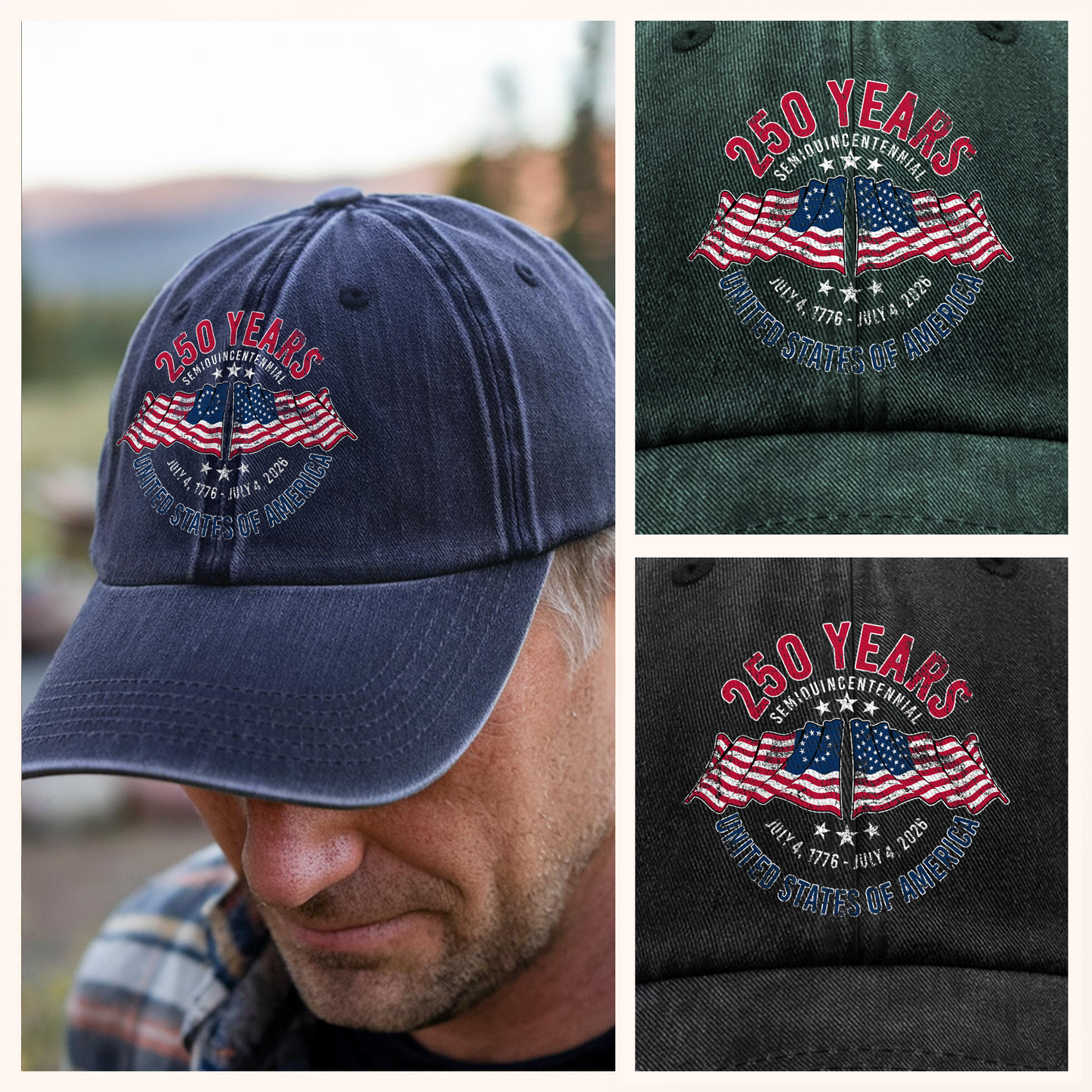 USA Semiquincentennial 250 Years Denim Cap 2026 – Personalized Independence Day Gift