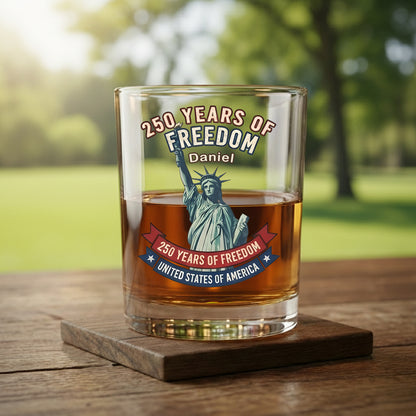 American 250 Years Semiquincentennial – Patriotic Gift 2026 Whiskey Glass